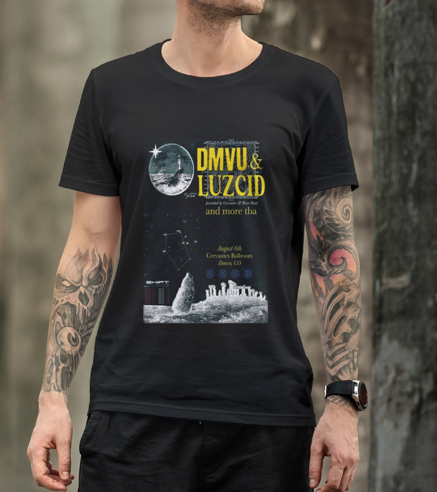 DMVU LUZCID August 6th Cervantes Ballroom Denver CO Lunar Lighthouse Constellation T-Shirt