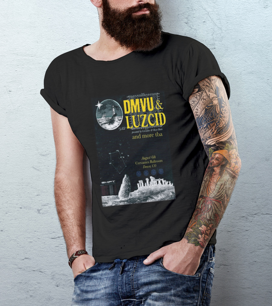 DMVU LUZCID August 6th Cervantes Ballroom Denver CO Lunar Lighthouse Constellation T-Shirt