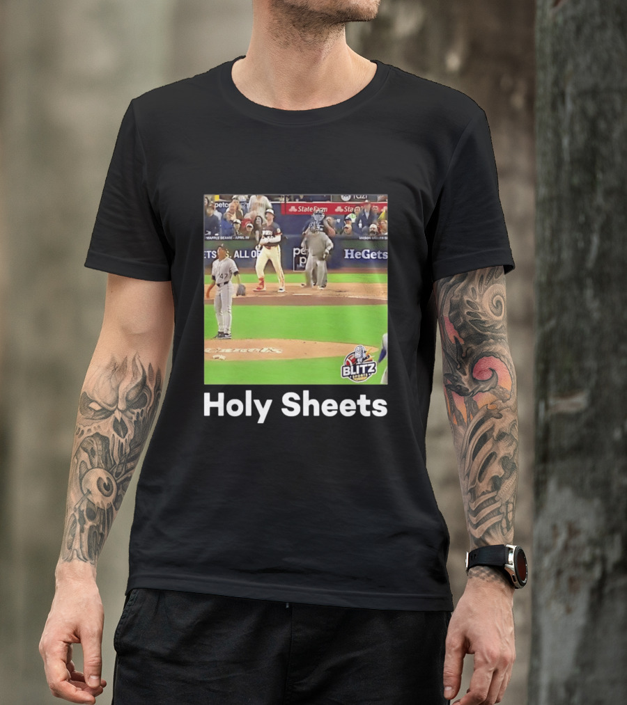 Mason Miller Holy Sheets Blitz Sports MLB HeGets State Farm Waffle Beanie T-Shirt