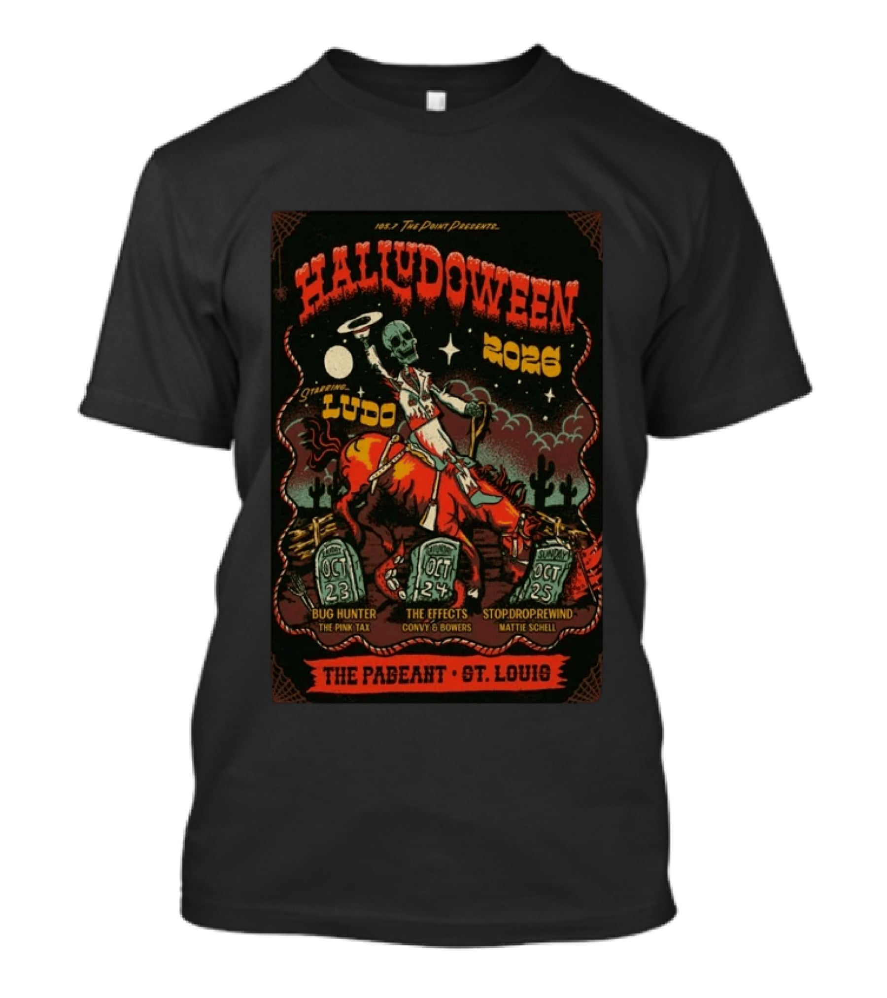 HaluDOWEEN 2026 Ludo Live St. Louis With The Effects And Bug Hunter The Pageant T-Shirt