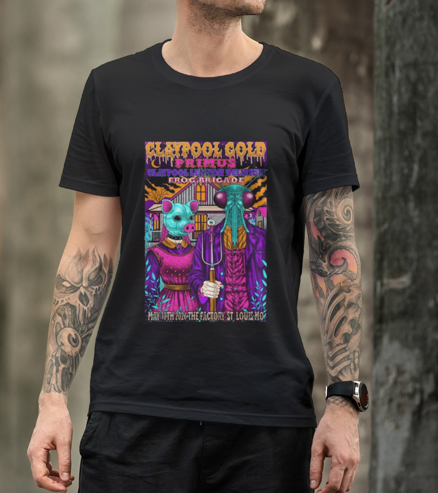 Claypool Cold Primus Claypool Lennon Delirium Frog Brigade May 30th 2026 The Factory St. Louis Mo T-Shirt