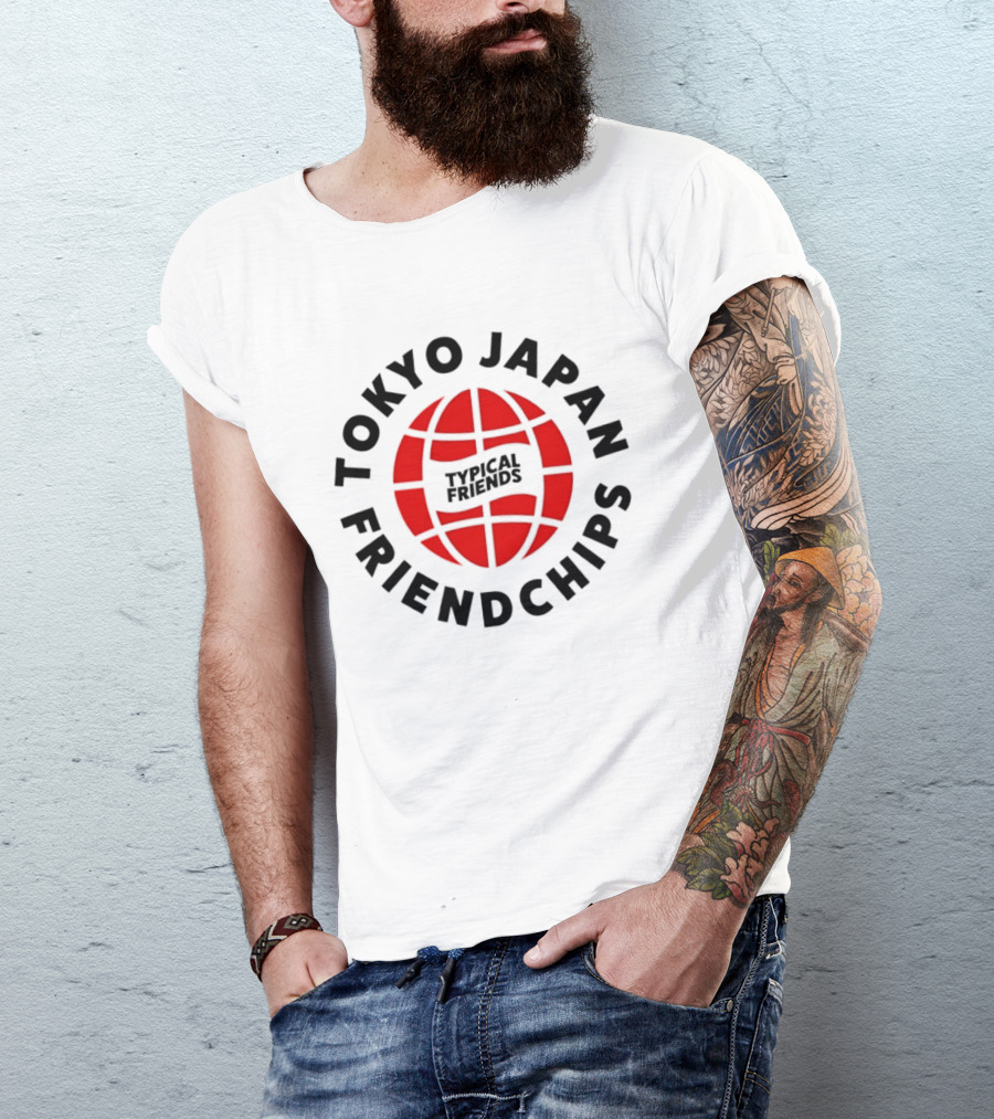 Tokyo Japan Friendchips Typical Friends Red Globe T-Shirt
