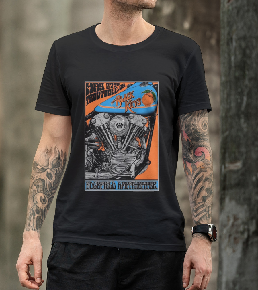 May 27 Troutdale OR The Black Keys Motorcycle Edgefield Amphitheater T-Shirt