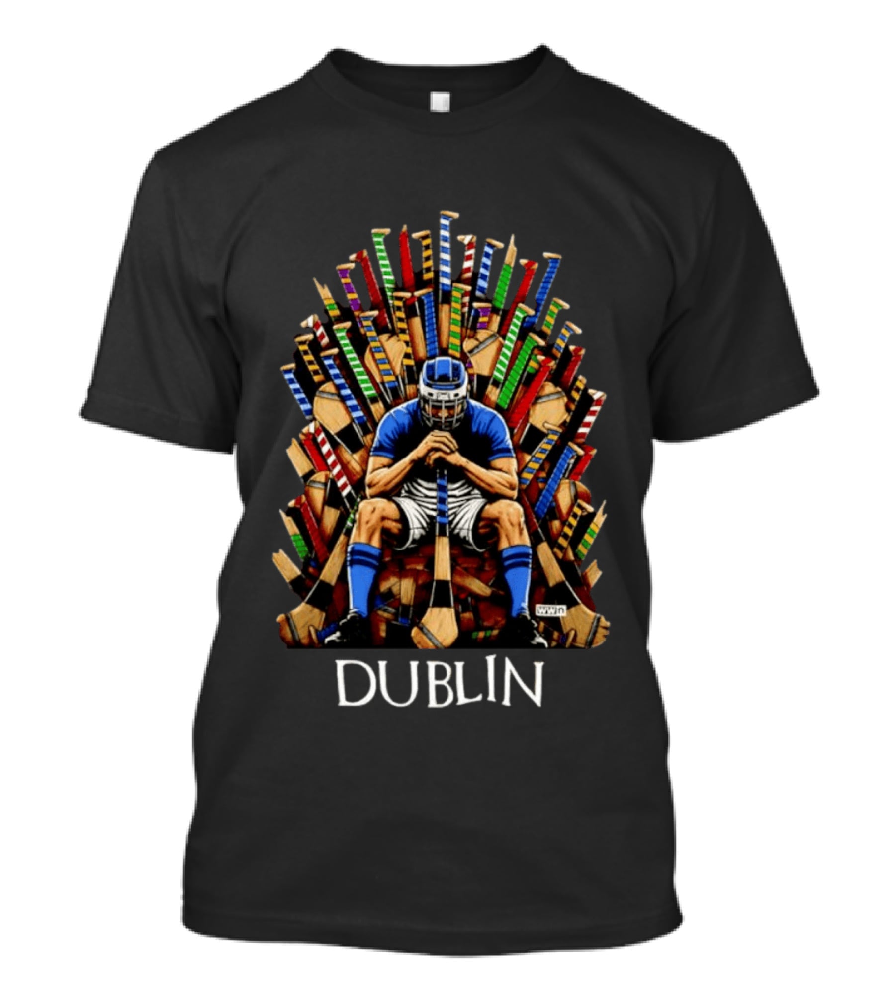 Dublin Hurler Seated On Throne Of Hurleys T-Shirt