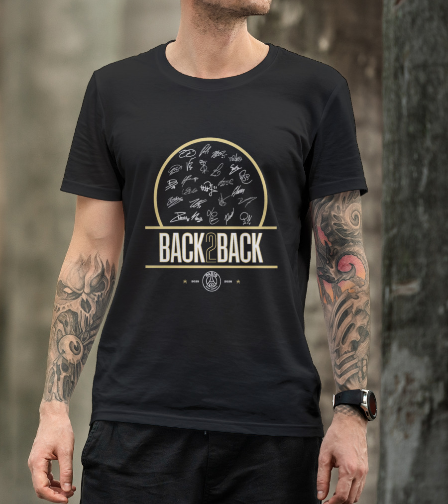 Paris Saint Germain Back 2 Back 2025 2026 Mbappe 7 Hakimi 2 Zaire Emery 33 Vitinha 28 Signatures T-Shirt