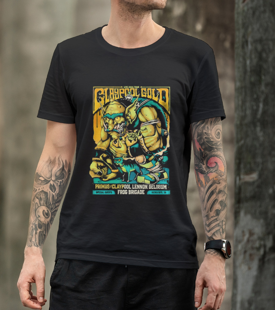 Primus Claypool Lennon Delirium Frog Brigade Crypto Gold Monster T-Shirt