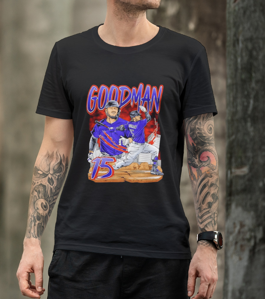 Goodman 15 Colorado Rockies Baseball Player Dynamic T-Shirt