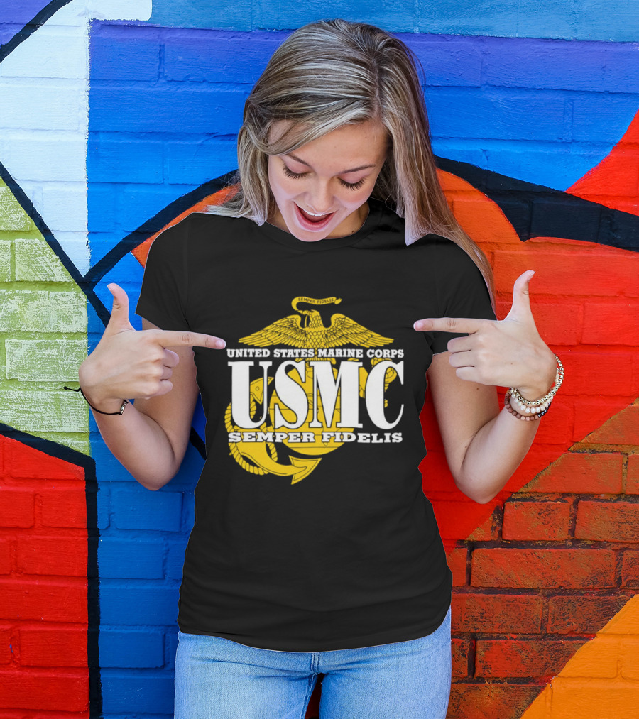 United States Marine Corps USMC Semper Fidelis Eagle Globe Anchor T-Shirt