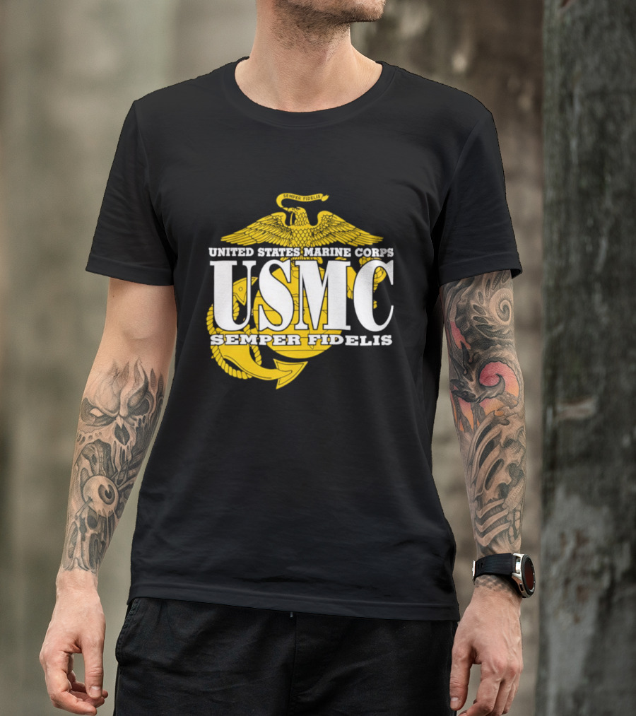 United States Marine Corps USMC Semper Fidelis Eagle Globe Anchor T-Shirt