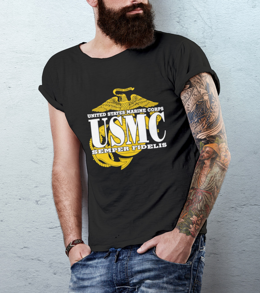 United States Marine Corps USMC Semper Fidelis Eagle Globe Anchor T-Shirt