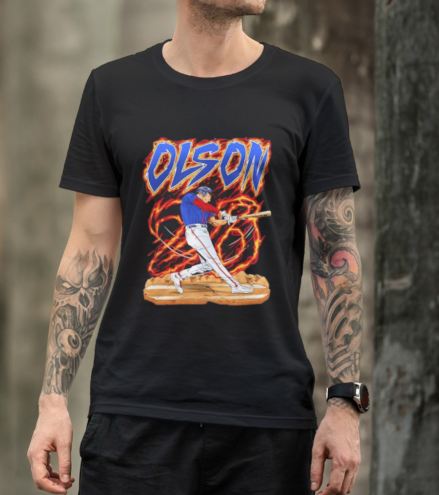 Olson Baseball Player Batting With Intense Flame T-Shirt