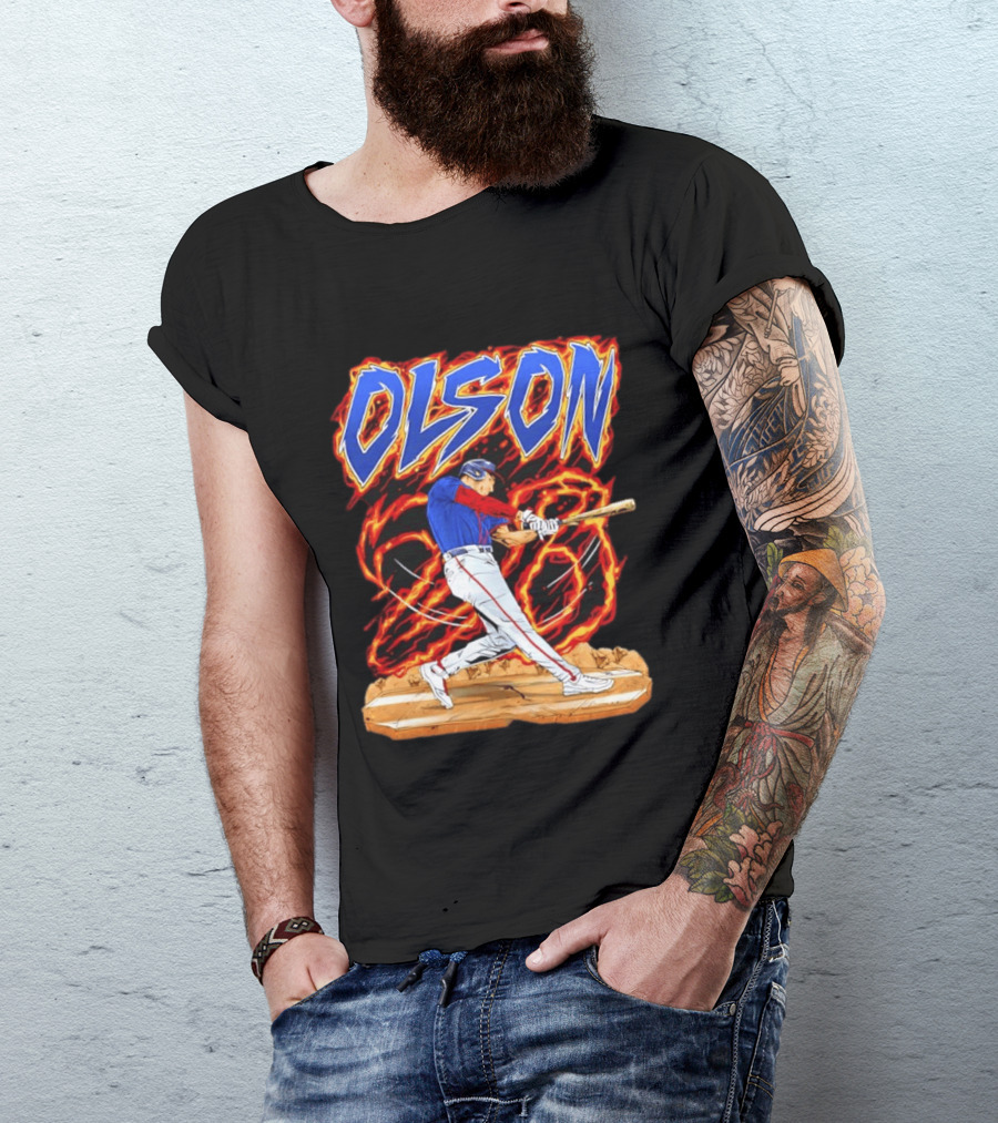 Olson Baseball Player Batting With Intense Flame T-Shirt