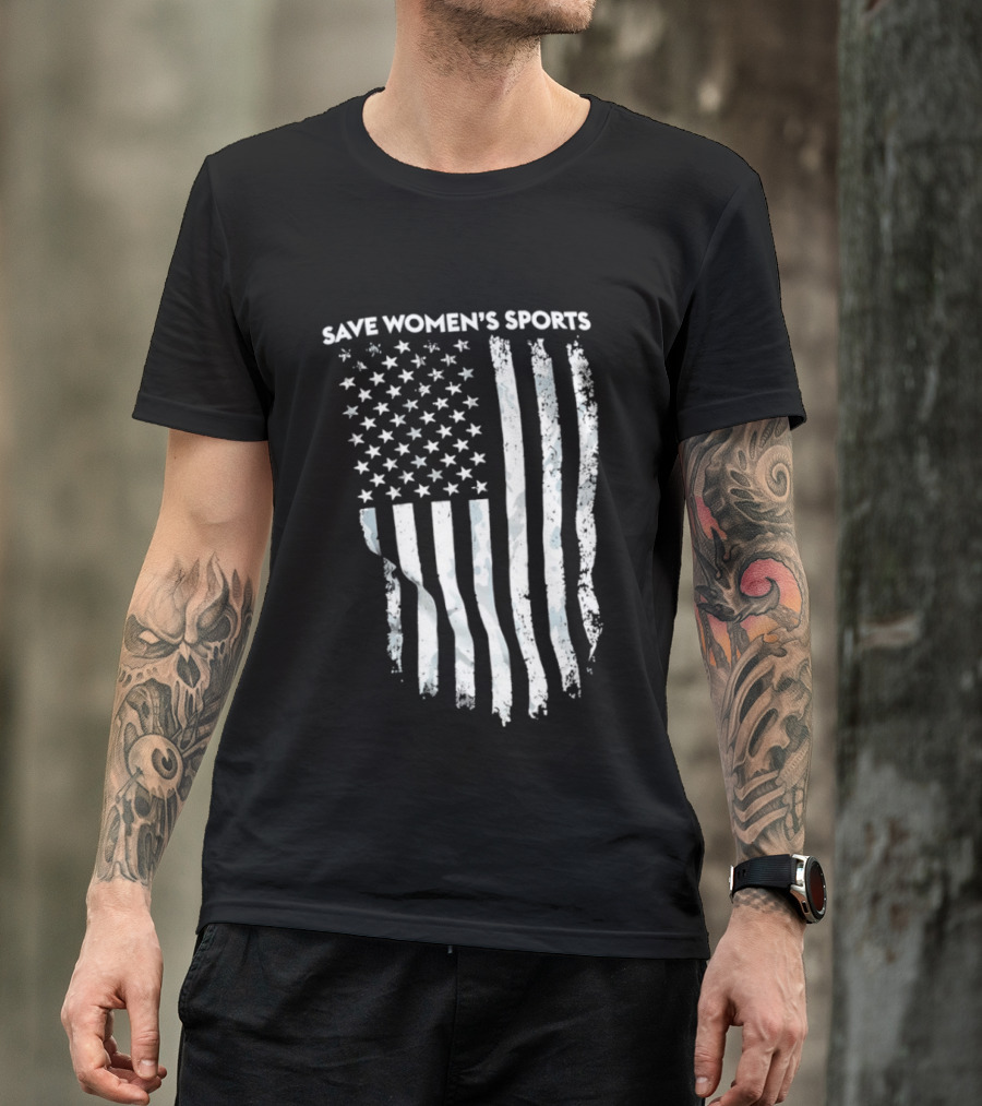 Save Women's Sports American Flag Stars And Stripes T-Shirt