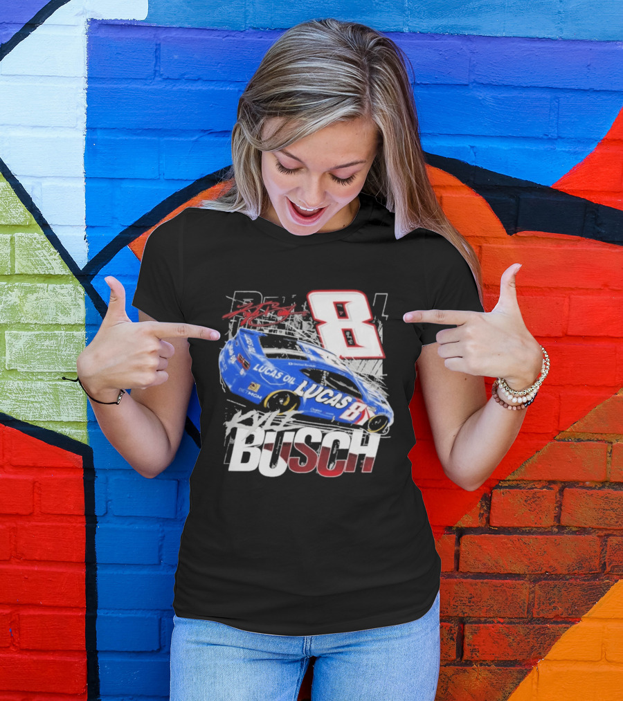 Kyle Busch Lucas Oil #8 Racing Car Red 2 Spot T-Shirt