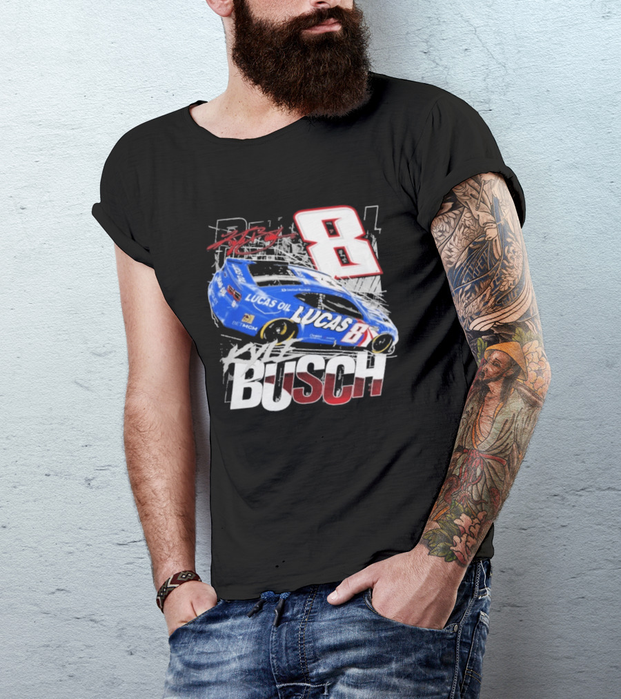 Kyle Busch Lucas Oil #8 Racing Car Red 2 Spot T-Shirt
