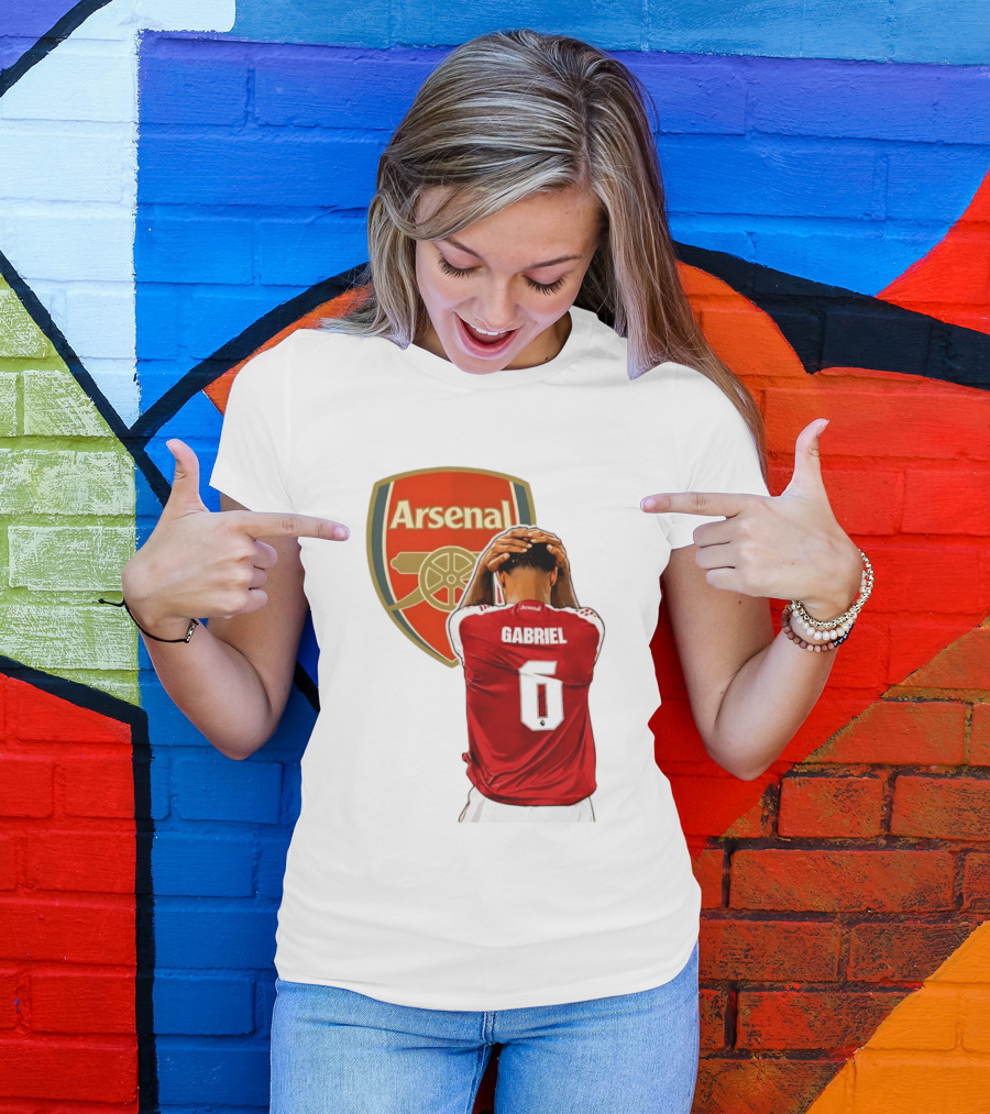 Gabriel Magalhaes Arsenal Jersey Number 6 Premier League T-Shirt