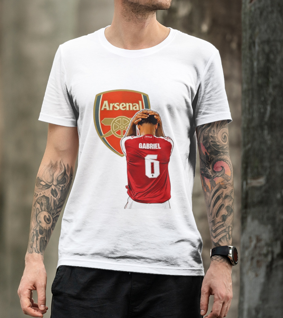 Gabriel Magalhaes Arsenal Jersey Number 6 Premier League T-Shirt