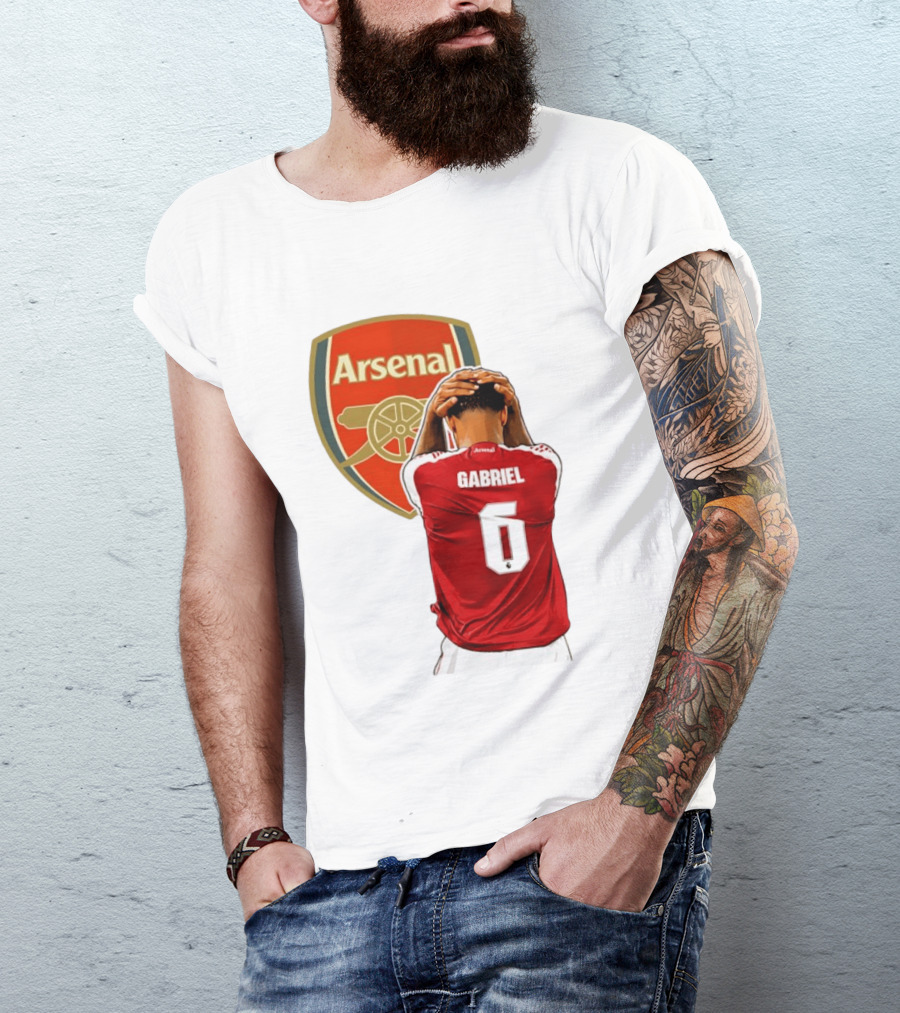 Gabriel Magalhaes Arsenal Jersey Number 6 Premier League T-Shirt
