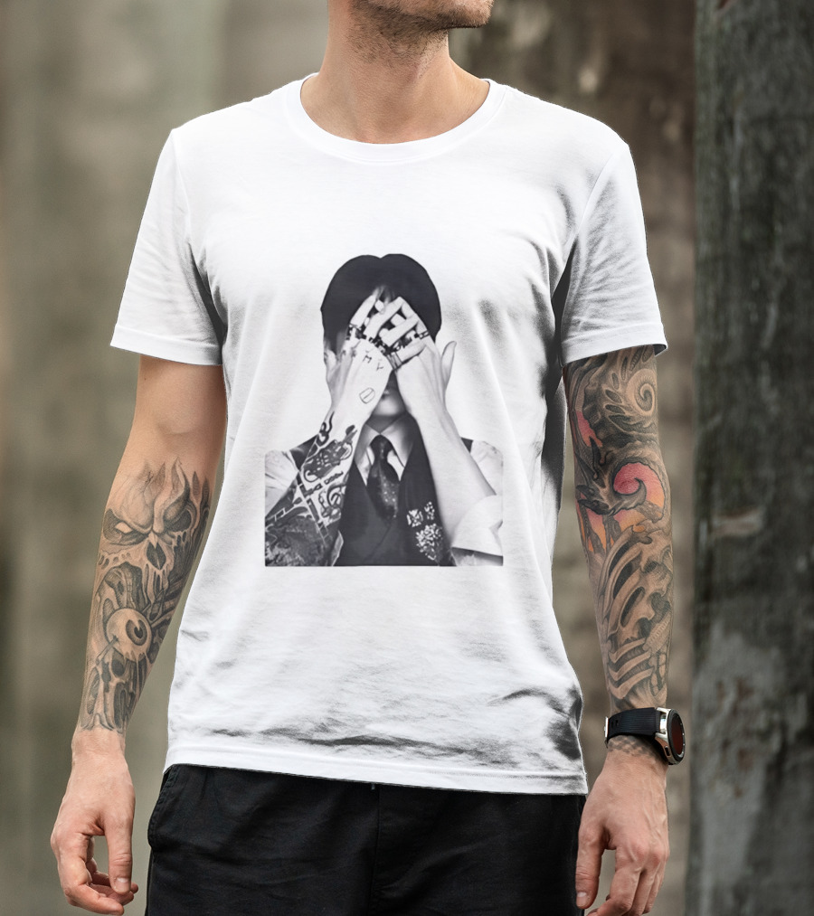 Jungkook BTS Tattoo Hands Rings Black And White Aesthetic T-Shirt