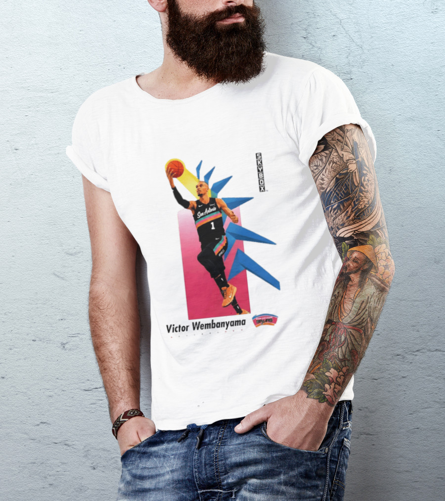 Victor Wembanyama San Antonio Spurs Basketball NBA Skybox 90s Retro Dunking Action T-Shirt