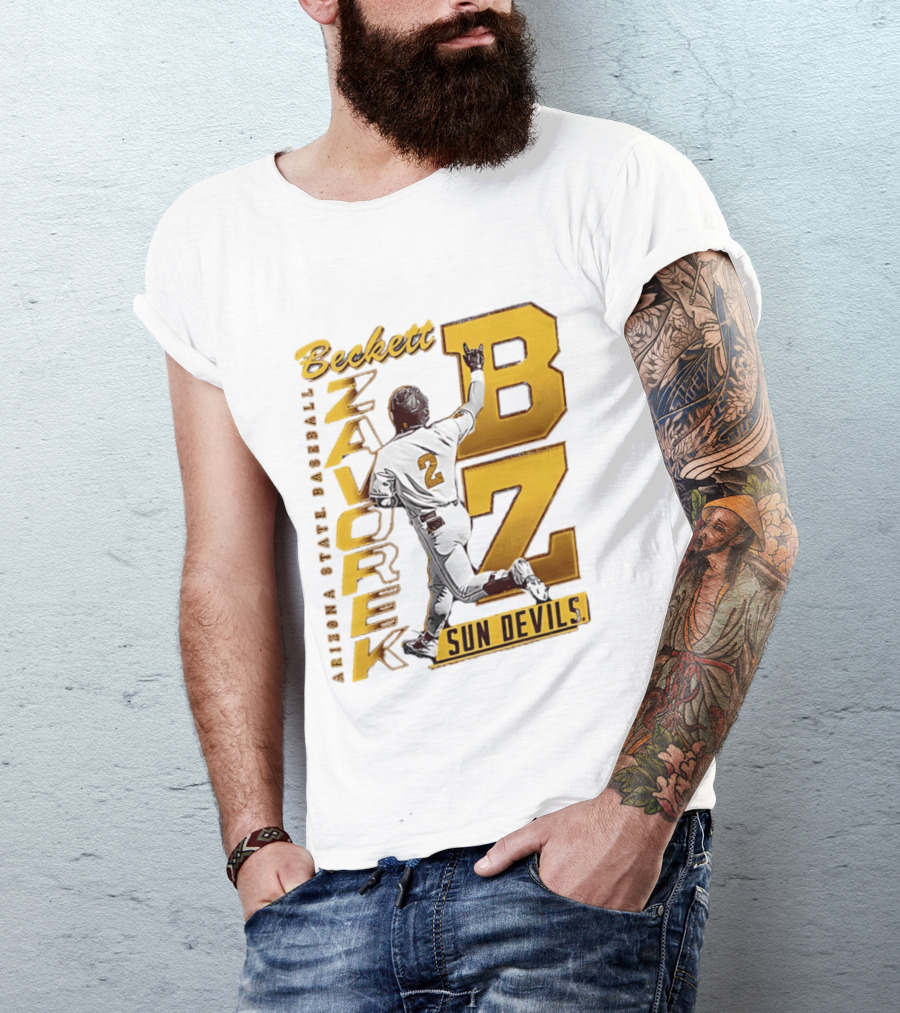 Beckett Zavorke Arizona State Baseball Sun Devils BZ Number 2 T-Shirt
