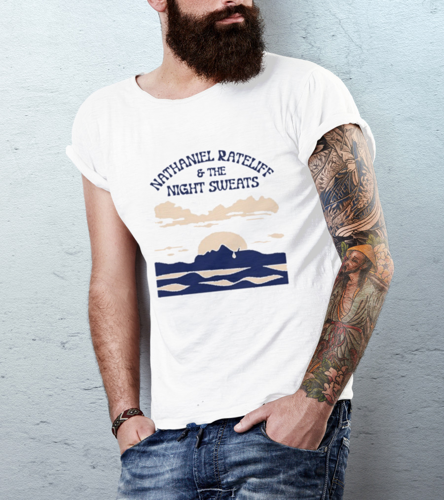 Nathaniel Rateliff & The Night Sweats Sunset Clouds And Mountain River Scene T-Shirt