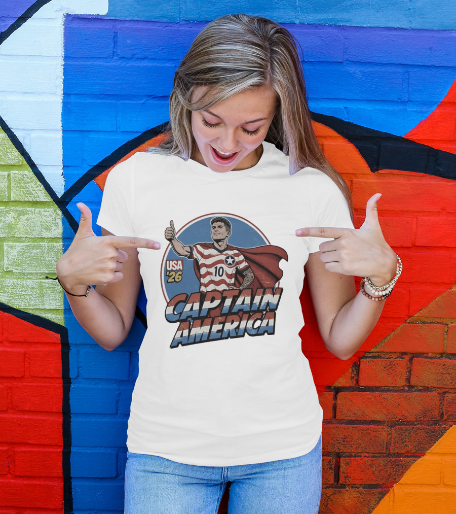 USA '26 Christian Pulisic Captain America Thumbs Up T-Shirt