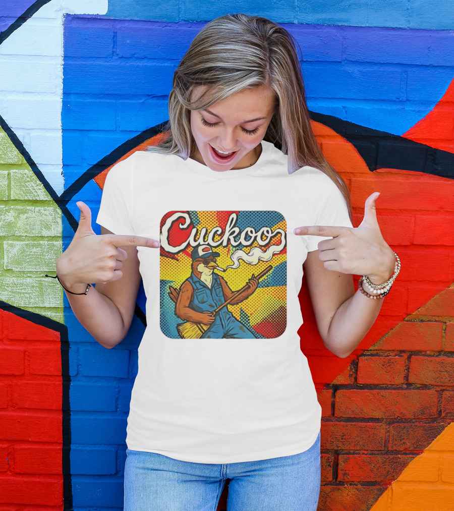 Cuckoo Smoking Bird In Sunglasses Retro Pop T-Shirt