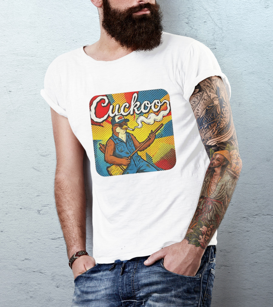 Cuckoo Smoking Bird In Sunglasses Retro Pop T-Shirt
