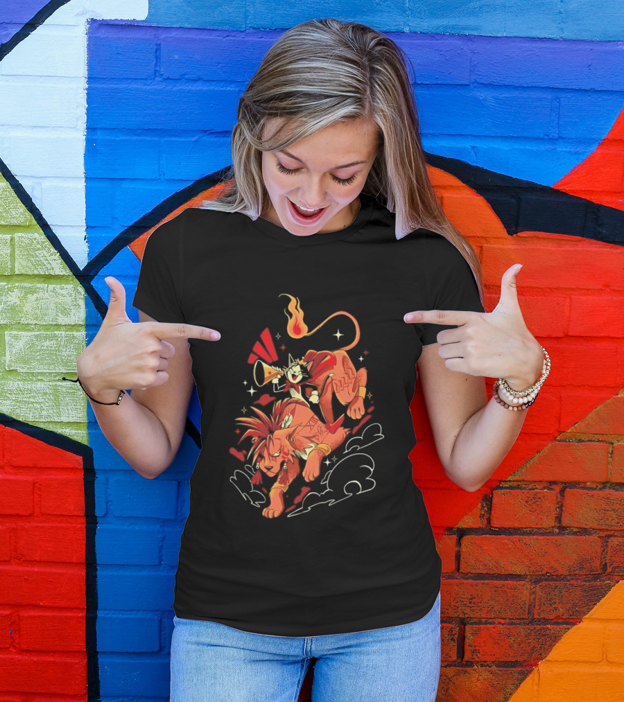 Cait Sith Red XIII Fantasy Adventure Duo Red Rider T-Shirt
