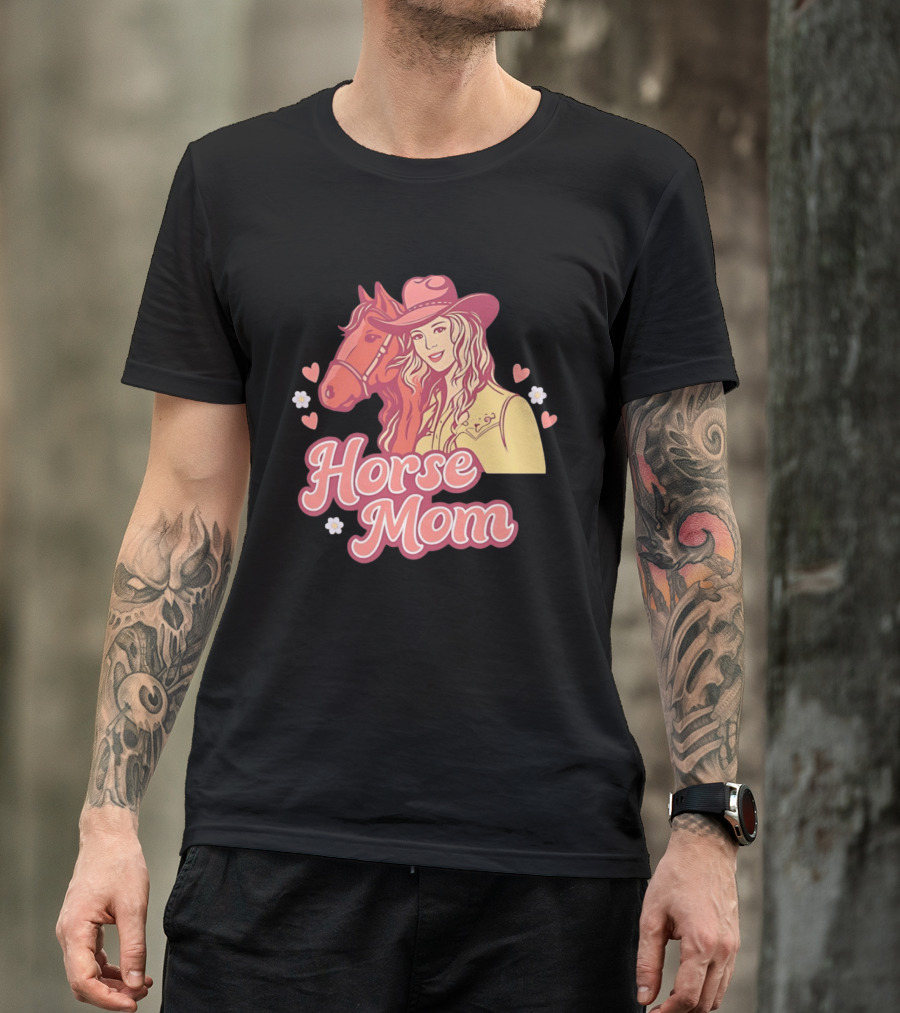 Cowgirl Horse Mom With Mustang And Hearts T-Shirt