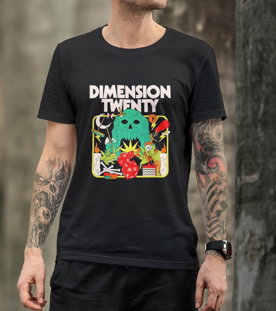 Dimension Twenty RPG Dice Skull Adventure T-Shirt