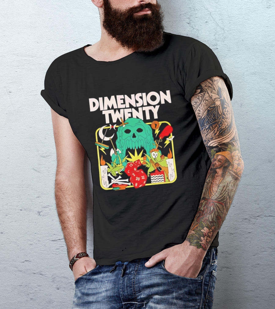 Dimension Twenty RPG Dice Skull Adventure T-Shirt