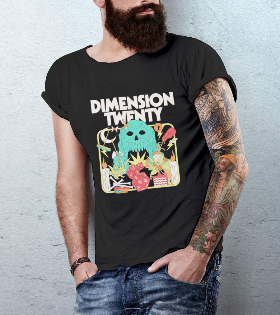 Dimension Twenty Skull Dice Fantasy Adventure T-Shirt