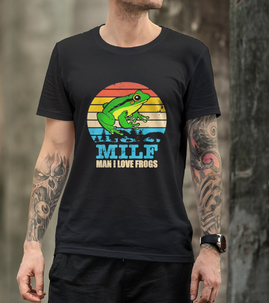 Frog MILF Man I Love Frogs Retro Sunset T-Shirt