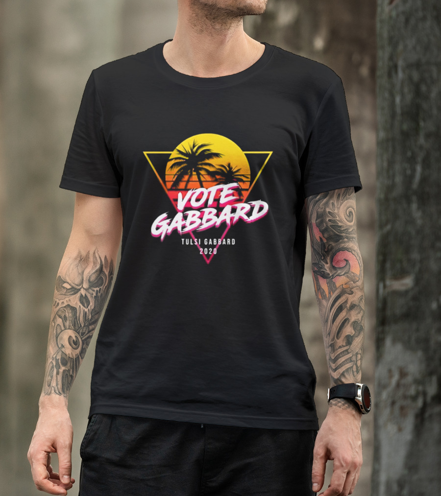 Vote Gabbard Tulsi Gabbard 2020 Sunset Palm Trees T-Shirt