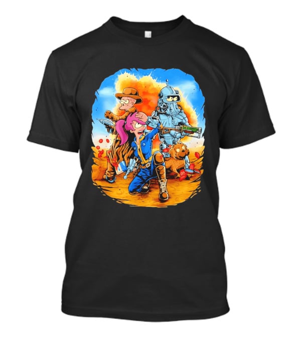 Futurout Fallout Futurama Mashup Fan Art Bender Leela Professor Farnsworth T-Shirt