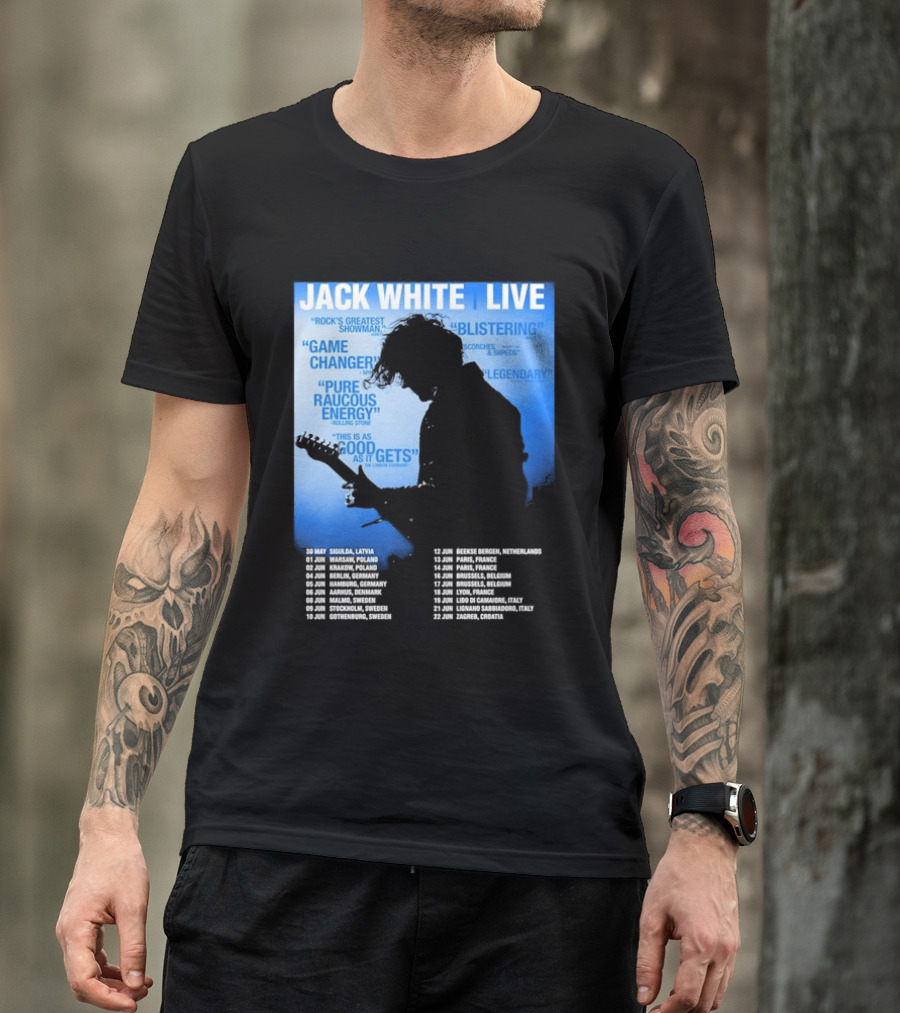 Jack White Live Europe 2026 Tour Dates Schedule Legendary Rock Concert Experience T-Shirt