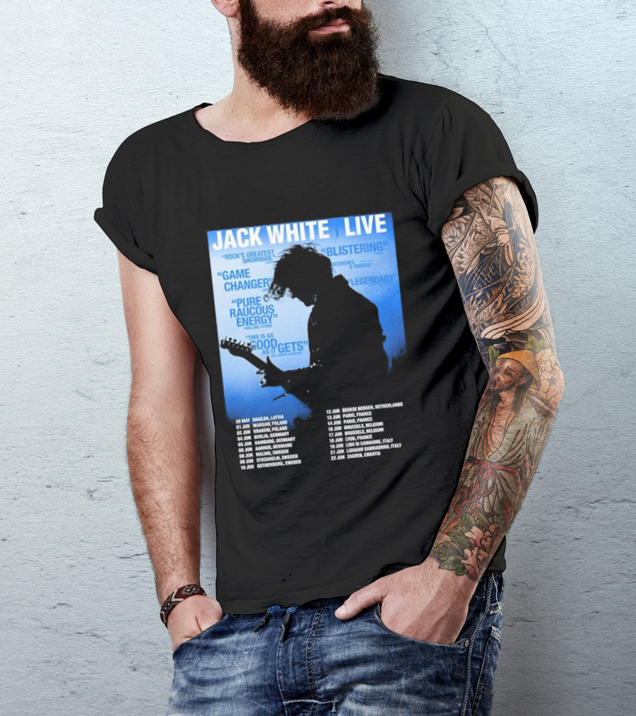 Jack White Live Europe 2026 Tour Dates Schedule Legendary Rock Concert Experience T-Shirt