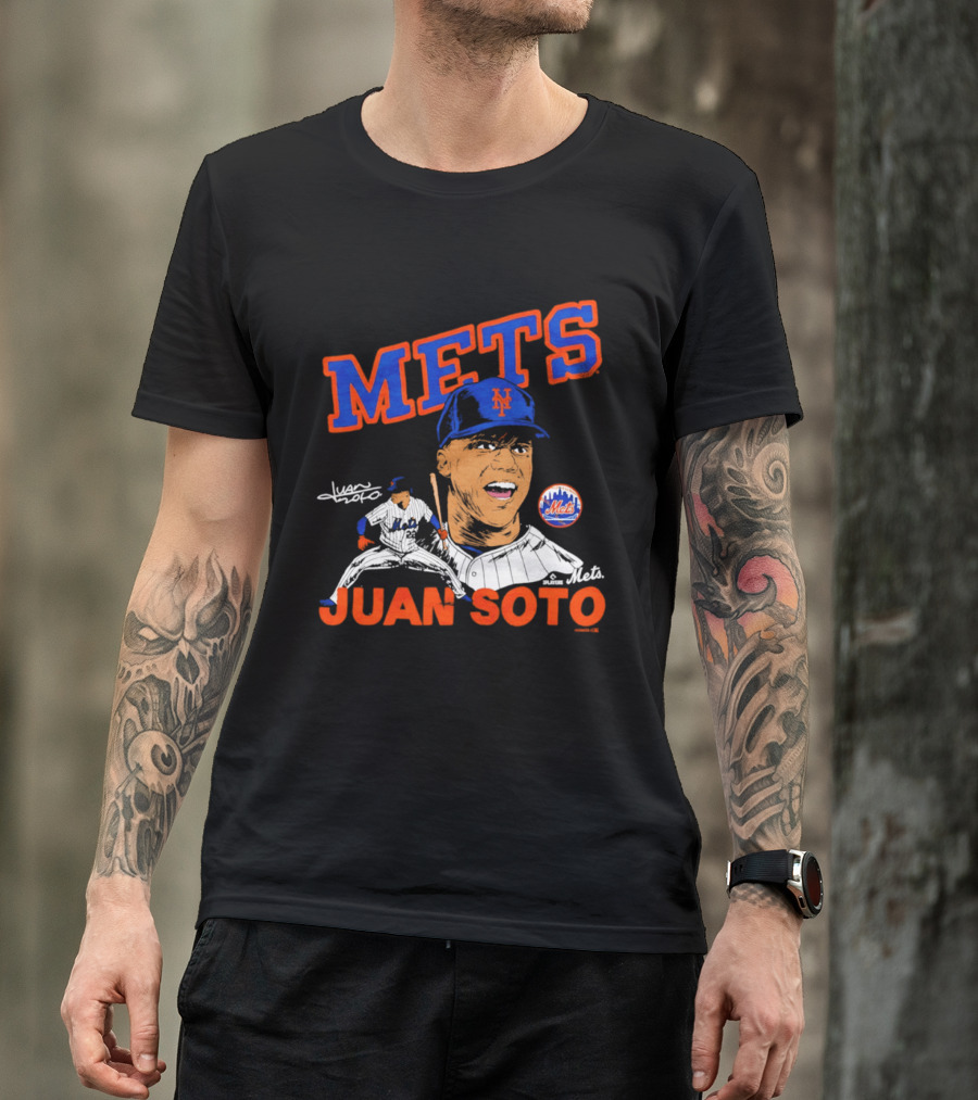 Mets Juan Soto Caricature Tri Blend T-Shirt