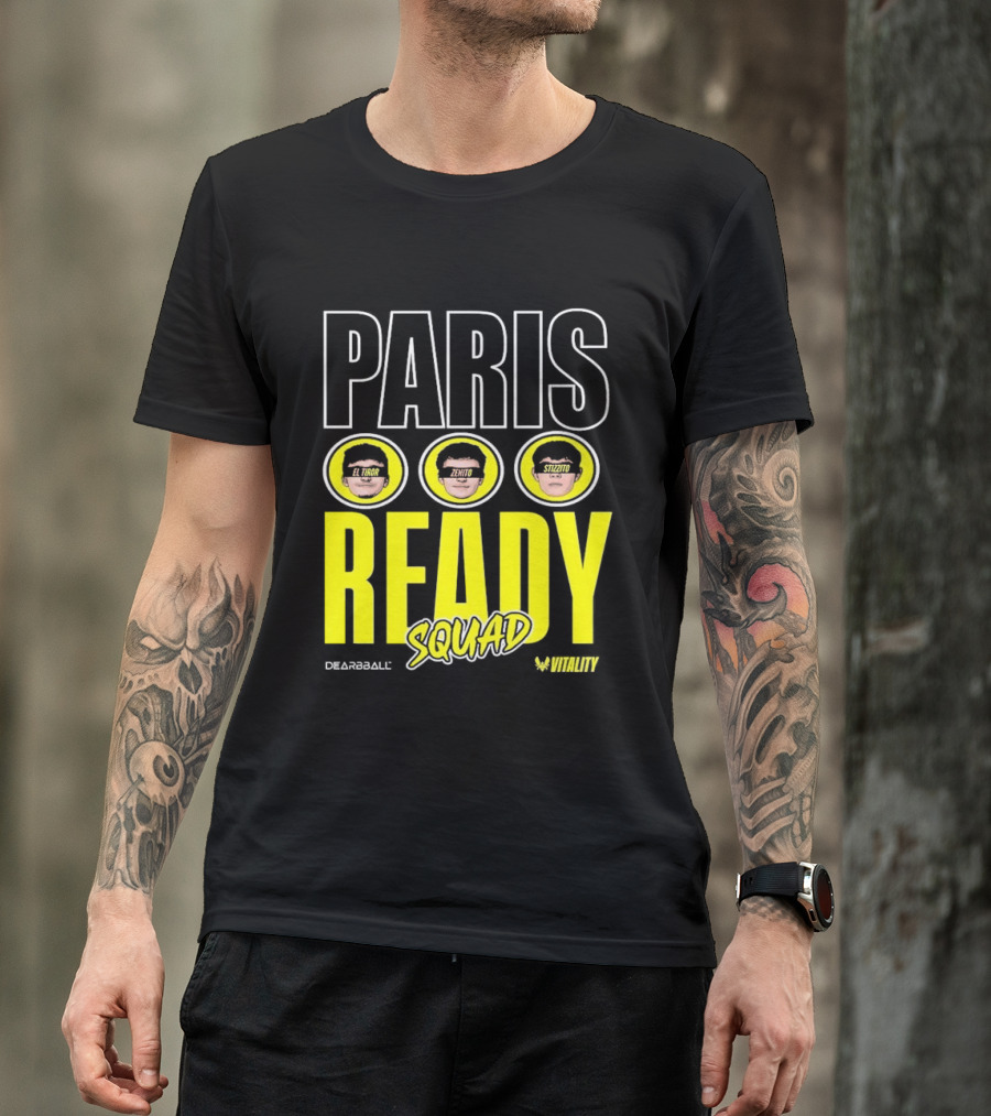 Paris Ready Squad Dearbball Vitality Text Faces T-Shirt