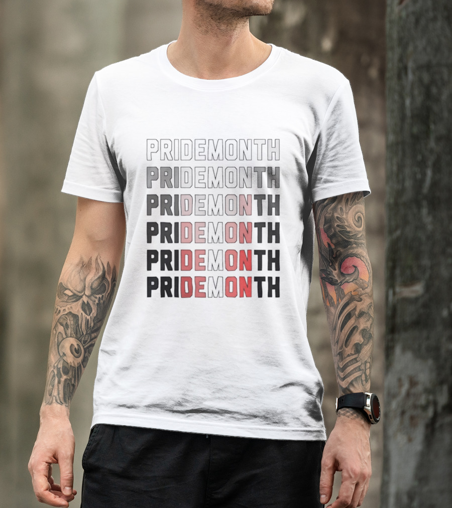 Pride Month Lesbian Flag Gradient Minimalist Rainbow DE Month T-Shirt