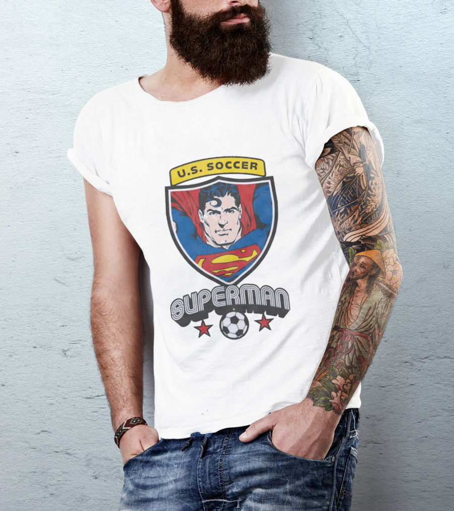 Superman U.S. Soccer Shield Soccer Ball Iconic Crest T-Shirt