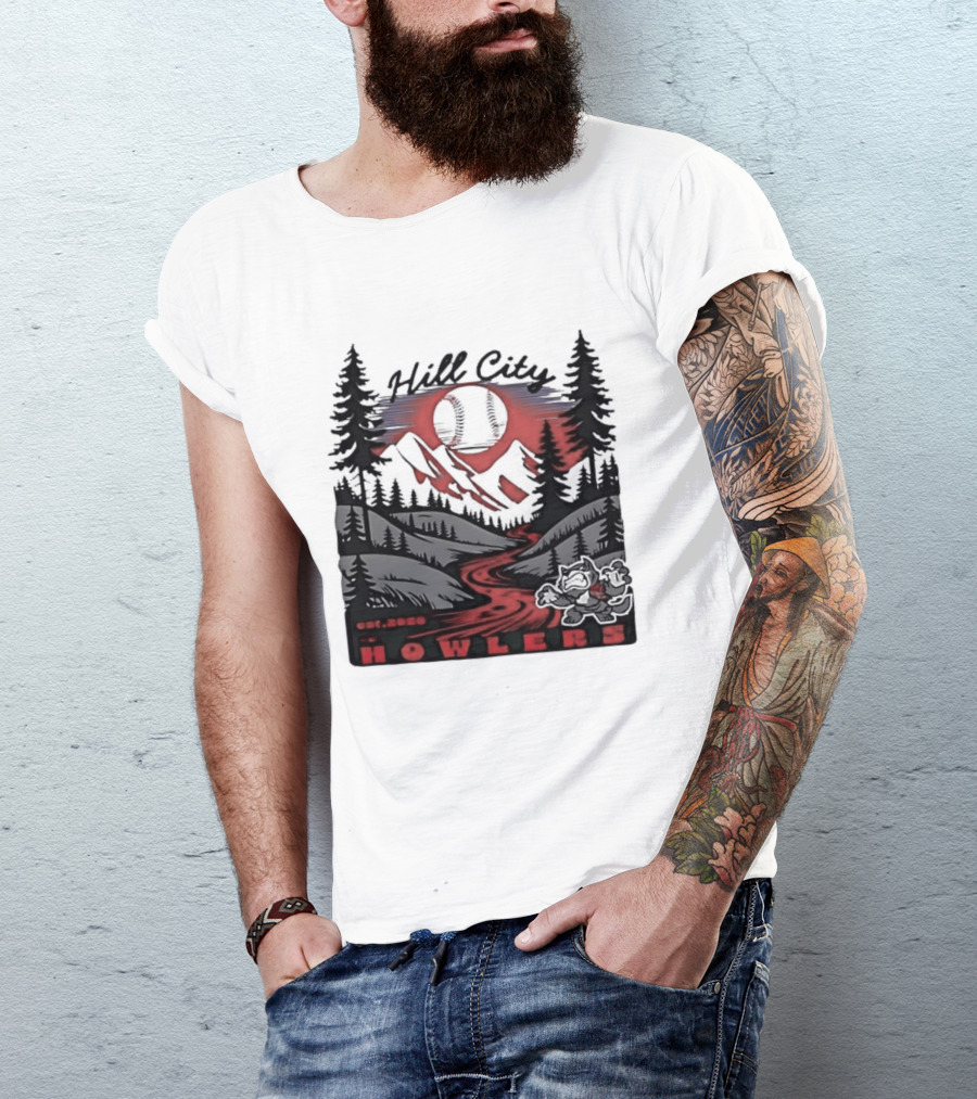 Hill City Howlers Est 2020 Mountain Pine Tree Forest Nature Sports T-Shirt