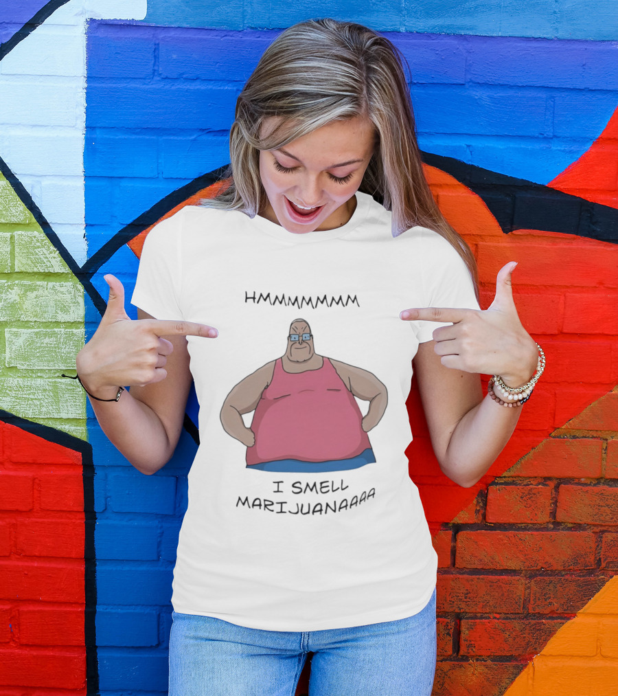 HMMMMMMM I Smell Marijuana Meme Character In Pink T-Shirt