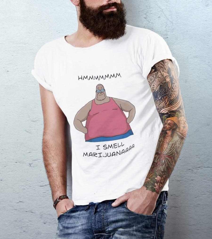 HMMMMMMM I Smell Marijuana Meme Character In Pink T-Shirt