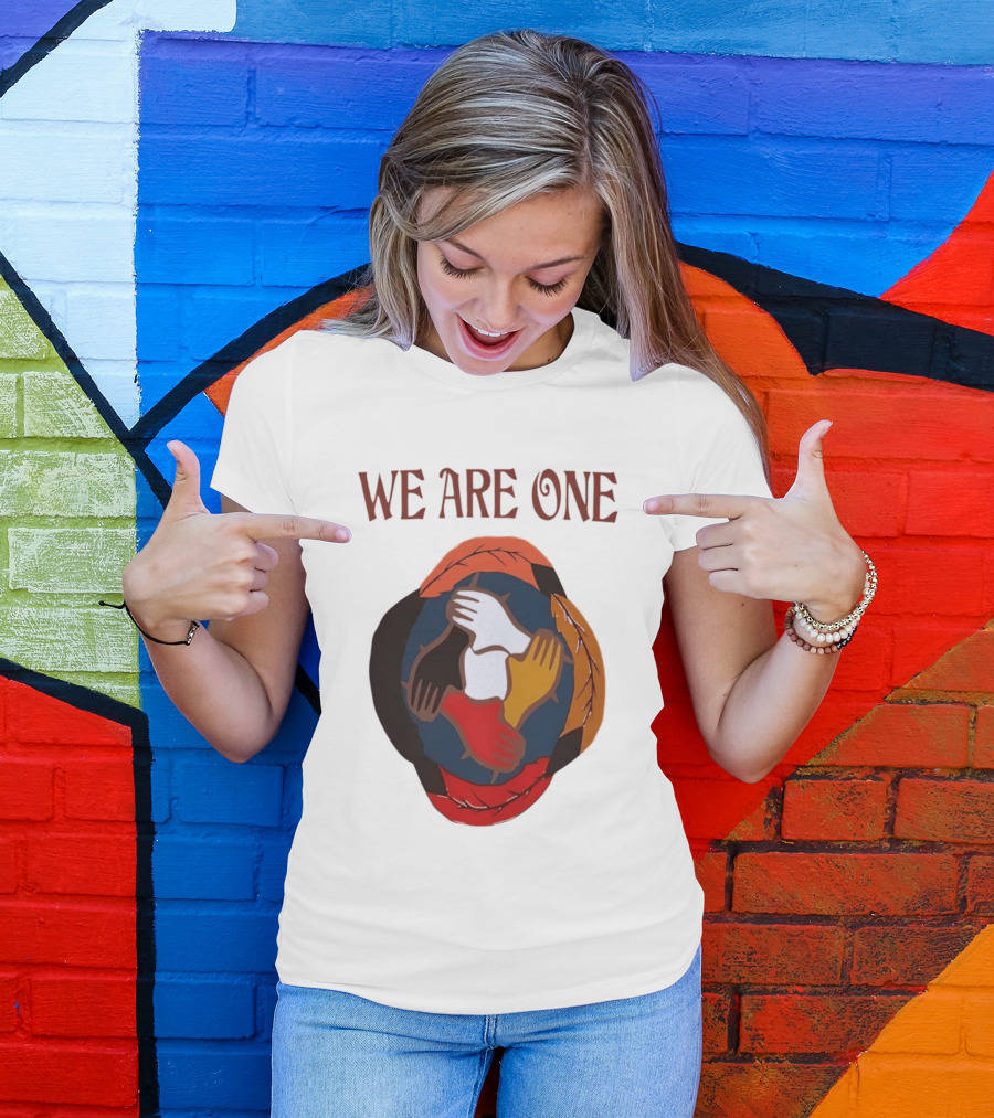 We Are One Unity Hands Feathers Orange Culture Heritage Collective T-Shirt