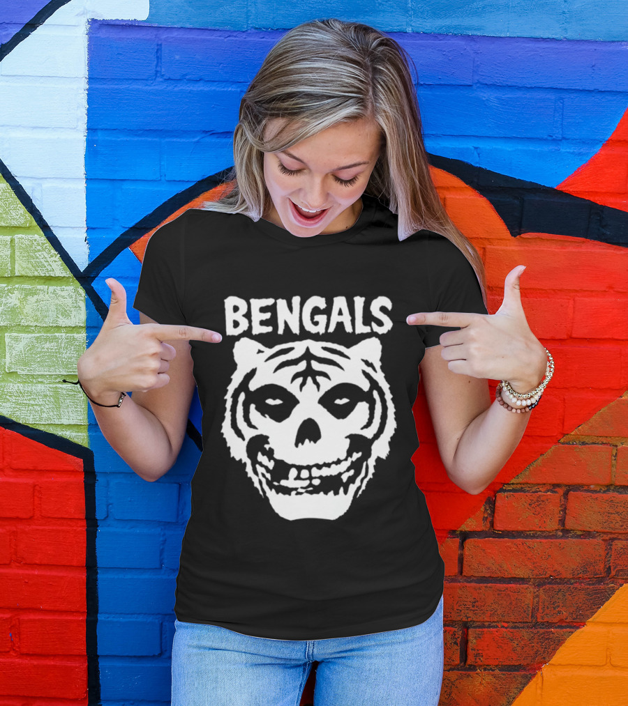 Bengals Skull Tiger Face Fusion T-Shirt