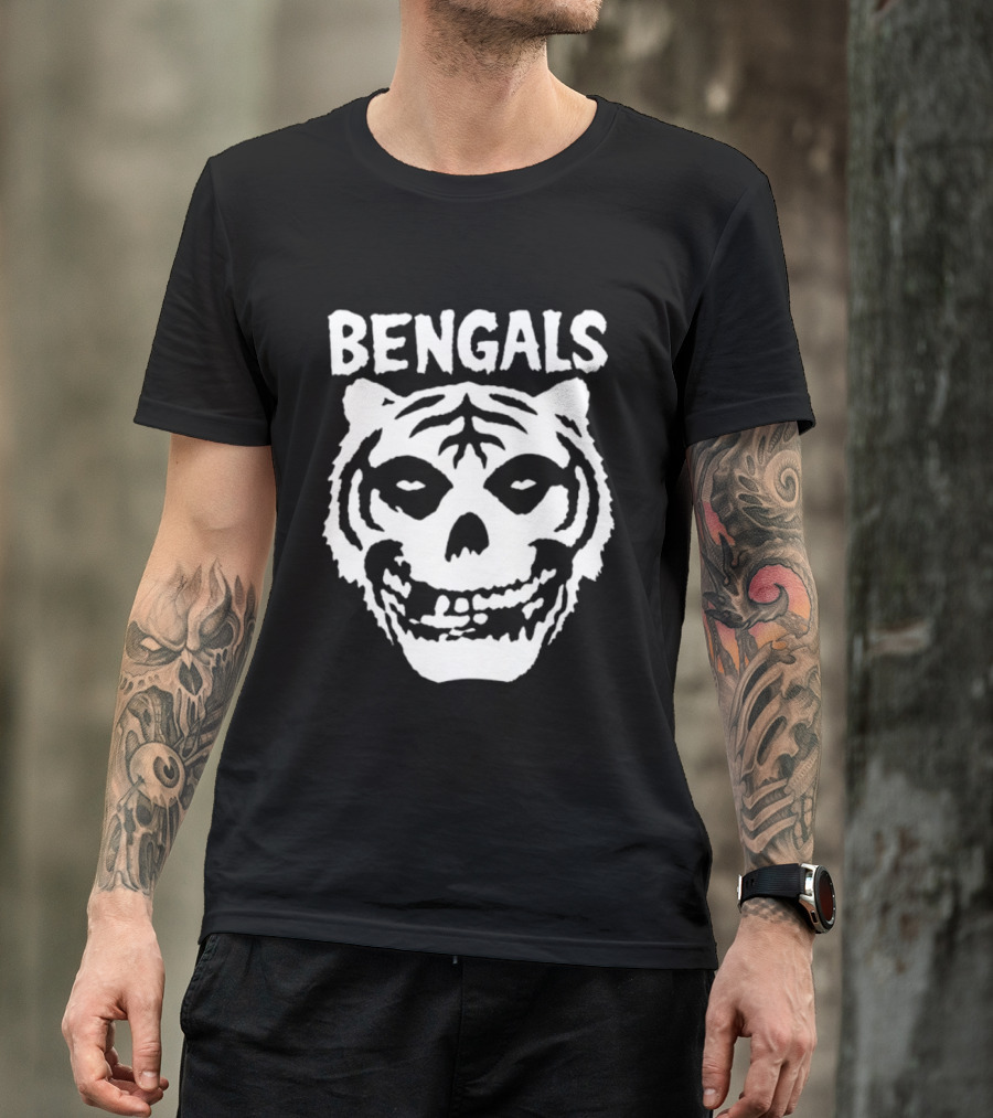 Bengals Skull Tiger Face Fusion T-Shirt