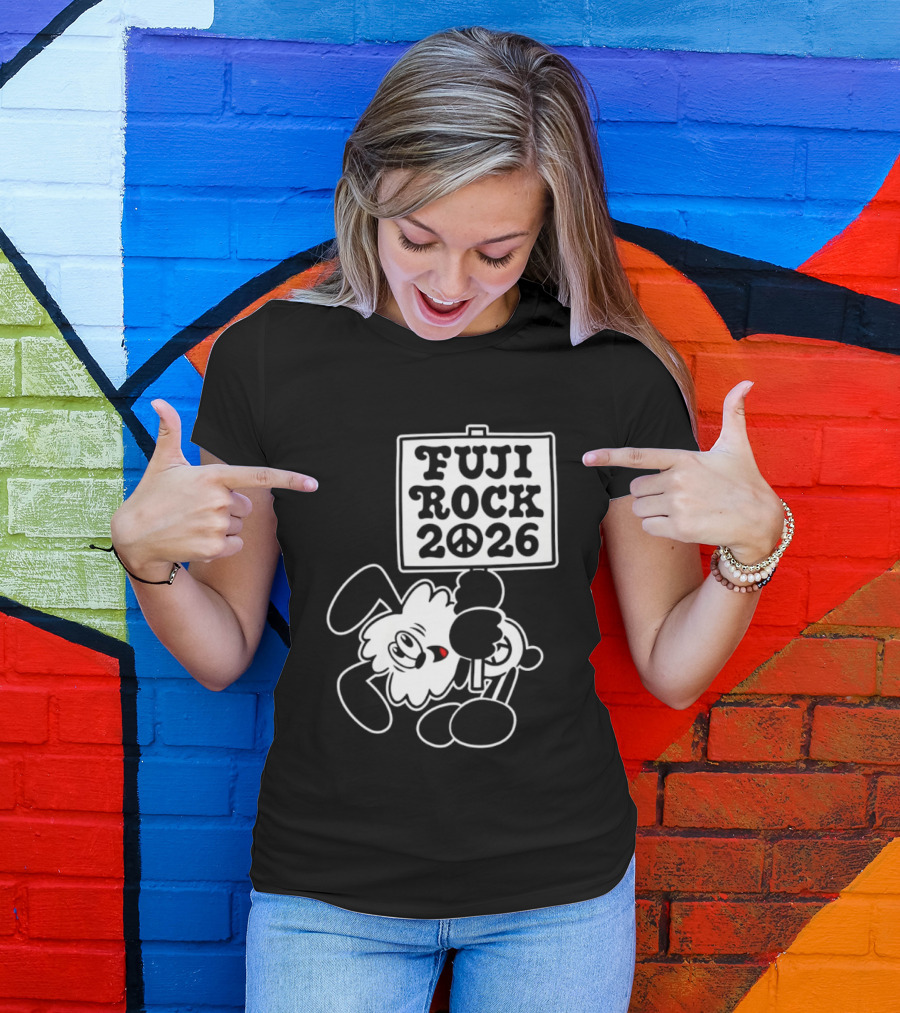 Fuji Rock 2026 Peace Sign Cartoon T-Shirt